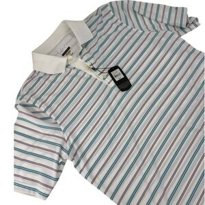 Greg Norman Polo Shirt Mens S Polo White Striped Play Dry G7XSK277 Performance